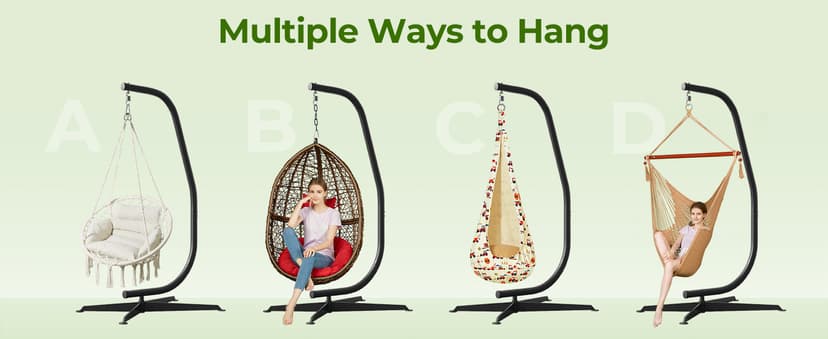 GREENSTELL Hammock Swing Stand, Hanging C-Stand with Spring Hook, for Indoor, Outdoor, Sturdy Hanging Stand Max Load 330lbs