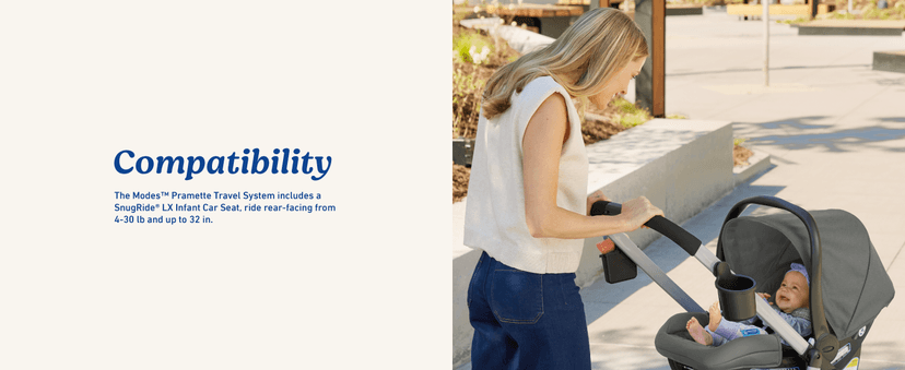 Graco Modes Pramette Travel System, 3-in1 Modular Carseat Stroller Combo, Infant Car Seat Carrier to Toddler Stroller, Includes the SnugRide 35 Car Seat, Ellington