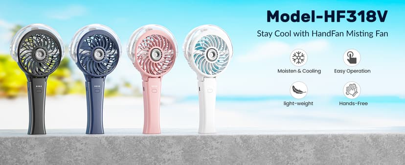 HandFan 4000mAh Upgraded Handheld Misting Fan, 50ml Water Tank, Rechargeable Personal Mister Fan Portable AC, Spray Water Mist Fans, Foldable Cooling Ice Fans for Beach Travel Disney(Royal Blue)