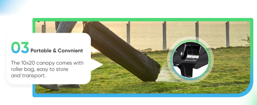 Quictent 10x20 Pop up Canopy Tent, Easy Setup and Wheeled Bag for Commercial, Outdoor, Camping, Parties, Markets and Instant Shelter