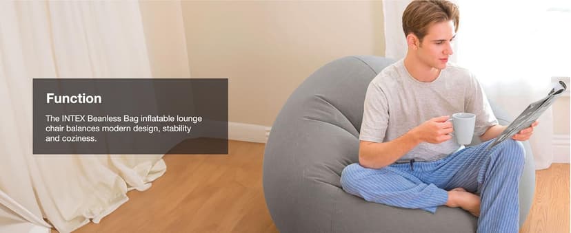 INTEX 68579EP Beanless Bag Inflatable Lounge Chair: Corduroy Textured Flocking – Durable Vinyl – Folds Compactly – 220lb Weight Capacity – 45" x 45" x 28"