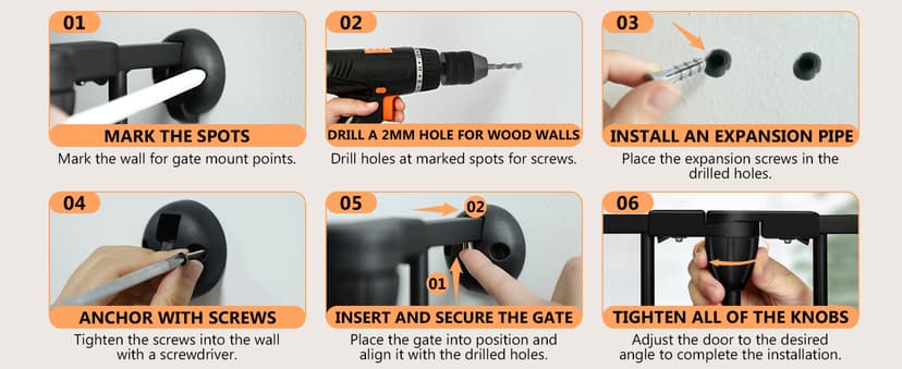150" Extra Wide Baby Gate, Play Yard Child Safety Gate, Dog Gates with Auto-Close Door, Double Locking System for The House Doorways, Fireplace, Kitchen, 6-Panels, 30" Tall