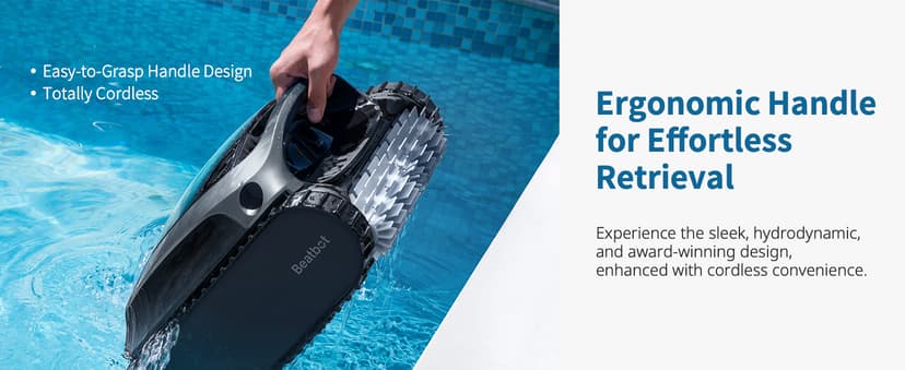 Beatbot AquaSense Cordless Robotic Pool Vacuum Cleaner - Intelligent Path Opimization, Cleans Floor, Walls, and Waterline - Suitable for Above & In-Ground Pools up to 2,260 sq.ft, Light Gray