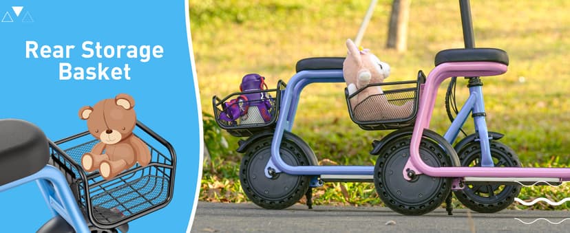 Hiboy Q2 Lite Electric Scooter with Seat for Kids Ages 4-10 - UL Certified, Up to 9.3 MPH with 100W Motor, 3-Speed Adjustable, Rear Basket, LED Neon/Brake Lights, LCD Display