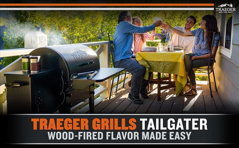 Traeger Grills TFB30KLF Tailgater 20 Portable Electric Wood Pellet Grill and Smoker – Foldable Legs, 6-in-1 Versatility, 300 sq. in. Cooking Space for Tailgating, Camping, and Outdoor BBQ