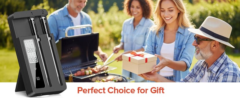 Smart Wireless Meat Thermometer with Dual Probes, Bluetooth & WiFi Combo, High Precision & Fast Response for BBQ, Grill, Smoker, Oven, Air Fryer
