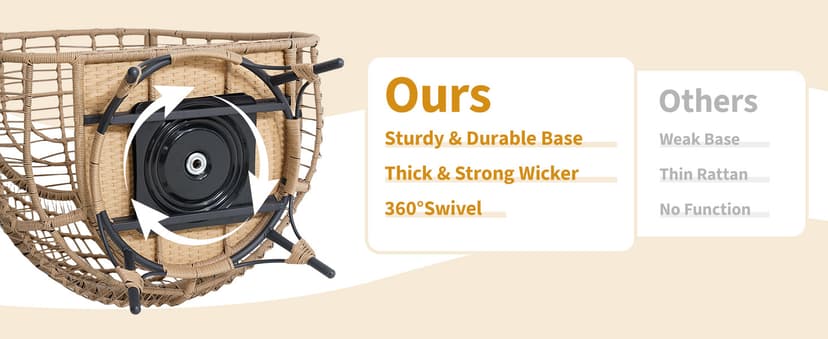 360°Oversize Swivel Egg Chair Outdoor, Heavy-Duty Steel Wicker Egg-Shaped Chair w/4 Cushions, Patio Rotating Rattan Egg Basket Lounge Seat for Patio, Porch, Backyard, Living Room, Black