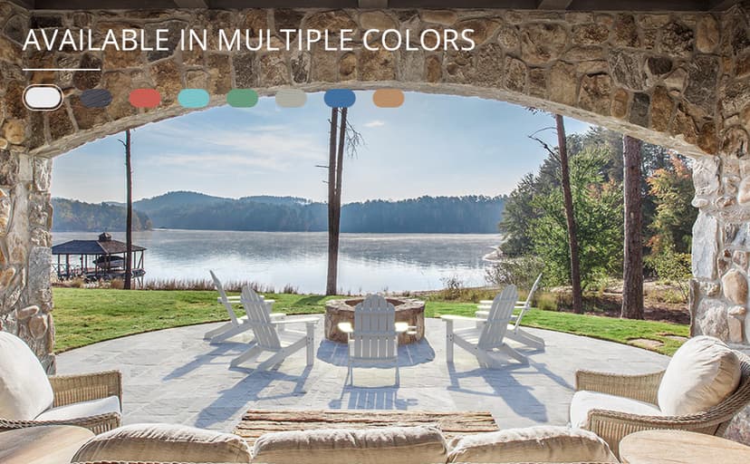 LUE BONA HDPS Adirondack Chairs Set of 4, Fire Pit Outdoor Chair Weather Resistant with Cup Holder, Modern Plastic Chair Plastic for Patio, Deck, Proch, Hotel, Resort, 350LBS, Black