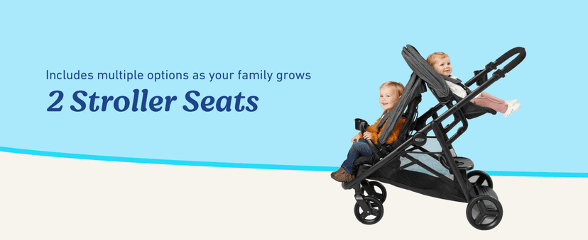 Graco Ready2Grow LX 2.0 Double Stroller Features Bench Seat and Standing Platform Options, Clark