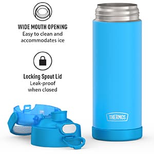 THERMOS FUNTAINER 16 Ounce Stainless Steel Vacuum Insulated Bottle with Wide Spout Lid, Navy
