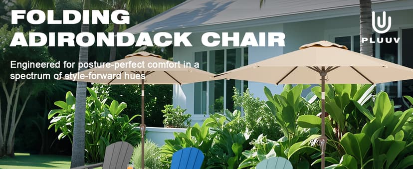 Folding Adirondack Chair Set of 8, HDPE All-Weather Patio Chairs for Outdoor, Patio, Lawn, Garden, Backyard Deck, Fire Pit - Black