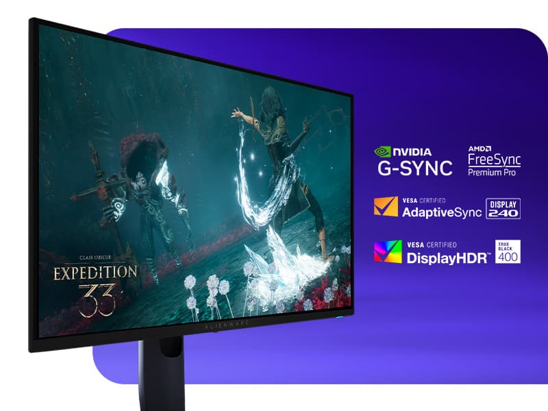 Alienware 27 4K QD-OLED Gaming Monitor AW2725Q - 26.7" 4K UHD QD-OLED 240Hz 0.03ms, NVIDIA G-SYNC Compatible, AMD FreeSync Premium Pro, VESA AdaptiveSync, Dolby Vision, VESA DisplayHDR True Black 400