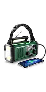 FM/AM/NOAA Weather Radio Hand Crank Self Powered Solar Portable Mini Emergency Survival Radios with 3 LED Super Bright Flashlight 2000mah Battery Operated Power Smart Phone Charger,SOS