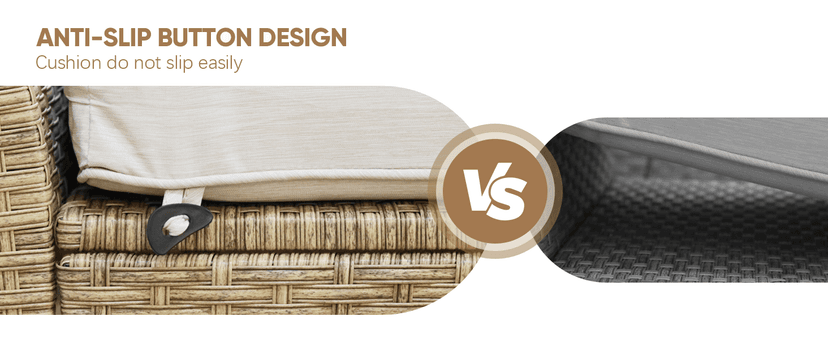 7 Piece Wicker Patio Furniture Set,Outdoor Conversation Sectional Sofa w/Coffee Table,All-Weather Outdoor Sofa with Thick and Anti-Slip Cushions for Deck,Poolside,Garden,Beige