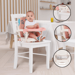 Dream On Me Munch N Go Booster Seat for Dining Table, Lightweight Compact Fold Travel Booster Seat, 3-in-1 Convertible, Four Level Height Adjustment and Easy Tray Removal
