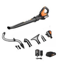 WORX 20V Cordless Leaf Blower WG547, Electric Blower, Powerful Turbine Fan Technology, 2-Speed Control, for One-Hand Operation, PowerShare – 1pc 2.0 Ah Battery and 1pc 0.4 A Charger Included