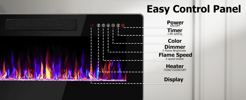 Lemberi Fireplace tv Stand with 36 inch Fireplace Up to 80" TVs,LED Light Entertainment Center and Storage, 70" Modern Wood Media TV Console with Highlight Cabinet for Living Room (White)