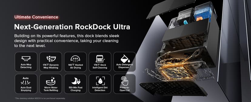 roborock Saros 10 Robot Vacuum and Mop, 22,000Pa Suction, AI Obstacle Avoidance, 3.14-inch Ultra Thin, Intelligent Dirt Detection, Zero Tangling Main Brush, Hot Water Mop & Dock Self Cleaning