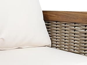 Merax 5-Piece Outdoor Acacia Wood Wicker Conversation Set with 3 Seater Sofa,Loveseat,2 Chairs and Coffetable for Backyard