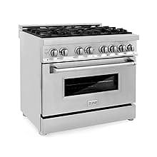ZLINE 30 Inch 4.0 Cubic Foot Stainless Steel Dual Fuel Range with 4 Burner Porcelain Cooktop, Gas Stove, Cast Iron Grill, and Electric Convection Oven