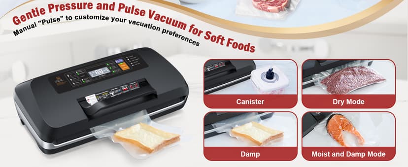 95kpa Vacuum Sealer Machine,Commercial Fully Automatic Food Sealer,10-in-1 Functions & Powerful Sealing System with Double Heat Seal,Easy-Lock Handle,Built-in Cutter,1 Bag Rolls and 10 Pre-cut Bags