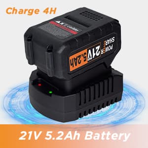 Leaf Blower Cordless, 21V 5.2Ah Battery & Charger, 6 Speed Modes, Digital Display, 500CFM/150MPH Electric Cordless Leaf Blower for Lawn Care, Leaf Blowing, Dust & Snow Removal