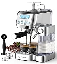 AMZCHEF Espresso Machines with LED Touch screen, Espresso Coffee machine Equip 20Bar Pressure System, Cappuccino Machine, Compact Latte Machine for Home Gifts,Silver