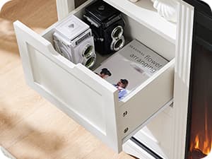 Farmhouse TV Stand for 75+ Inch TV, 32" Tall Entertainment Center w/4 Drawers & Sliding Barn Door, Rustic Media Console w/Storage Shelves, 66" Wood Television Stand for Living Room, Off White