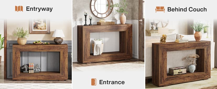 Tribesigns Farmhouse Console Table, 47 Inches Entryway Console Table with Storage, Industrial Hallway Accent Table for Living Room, Entrance