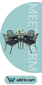 MEETWARM Outdoor 9-Piece Patio Dining Set, All-Weather Cast Aluminum Patio Conversation Set- 8 Cushioned Swivel Rocker, 61" Round Patio Dining Table w/Detachable Lazy Susan/Umbrella Hole, Dark Bronze