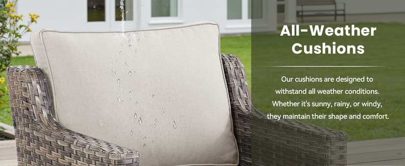 Outdoor Patio Furniture Set-5 Pieces All-Weather Wicker Outdoor Furniture with Swivel Patio Chairs Outdoor Patio Conversation Sets for Garden Porch Deck Grey/Beige