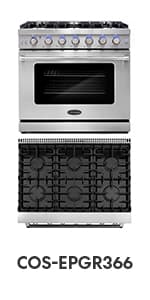 COSMO COS-EPGR366 36 in. Haven Collection 6.0 cu. ft. Gas Range, 6 Burners, Convection Oven, Knob LEDs, Storage Drawer, Stainless Steel