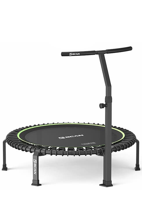 BCAN 40/48" Foldable Mini Trampoline Max Load 330lbs/440lbs, Fitness Rebounder with Adjustable Foam Handle, Exercise Trampoline for Adults Indoor/Garden Workout