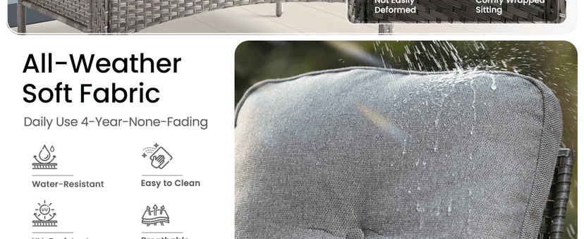 ovios 5 Pieces Patio Furniture Set, Outdoor Wicker Sofa with Swivel Chairs, Coffee Table, All Weather High Back Rattan Loveseat Couch with Comfy Cushions, Dark Grey