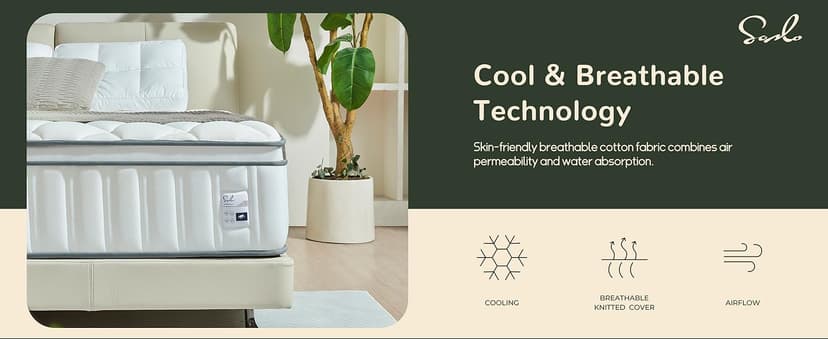 12 Inch Queen Size Hybrid Mattress with Cooling Gel and Individual Pocket Springs for Motion Isolation & Edge Support, Medium Firmness for Pressure Relief, CertiPUR-US Certified, in a Box