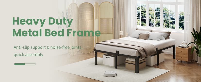 NKZ 14 Inch King Bed Frame, Sturdy Metal Platform with Round Corner Legs, 3,500 lbs Heavy Duty Steel Slat Support, Easy Assembly, Noise Free, No Box Spring Needed