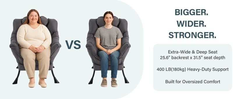 Lazy Chair with Ottoman, Modern Lounge Armchair with Lumbar Pillow, Accent Cozy Reading Chair and Folding Footstool for Bedroom, Dorm, Living Room,Khaki