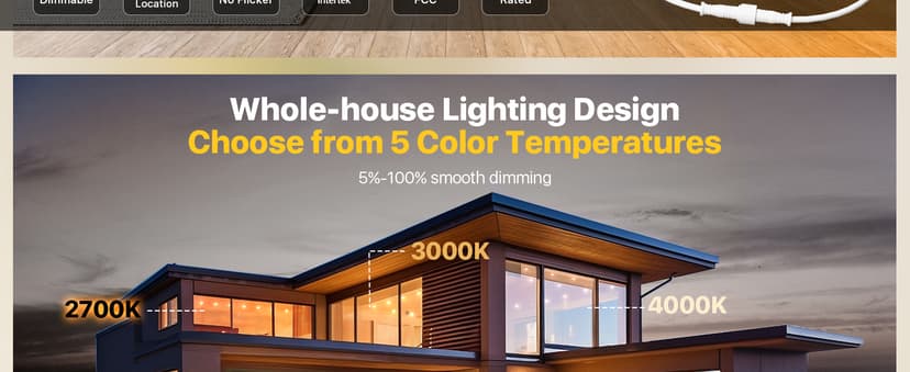 Ensenior 12 Pack 6 Inch LED Recessed Ceiling Light, Dimmable, 2700K-5000K 5CCT, 1200LM 12W 120V, High Brightness Canless Wafer Downlight - ETL&FCC&IC