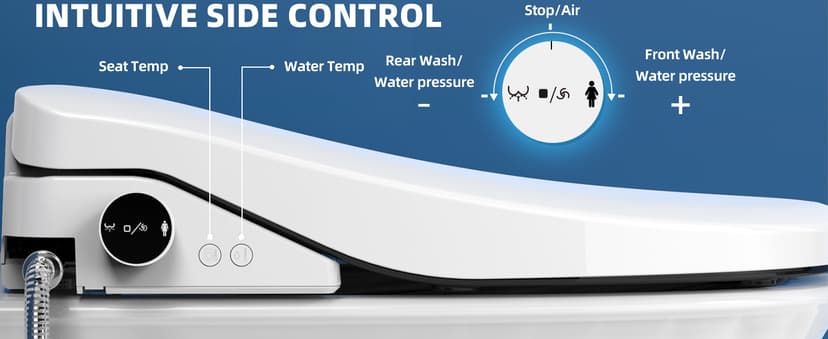 Electric Bidet Toilet Seat, Heated Toilet Seat Elongated with Instant Warm Water & Dryer, Feminine & Front Rear Wash, Wireless Remote, Self-Clean Nozzle, Slow Close Lid, Upgraded Silent ECO Child Mode