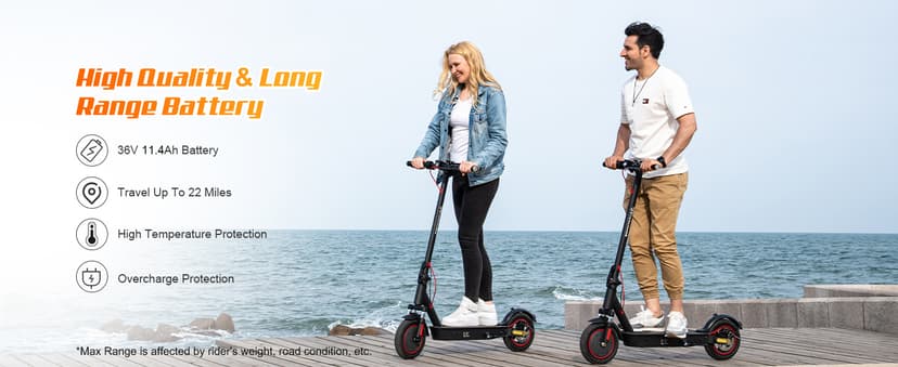 EVERCROSS Electric Scooter, 350W/500W Electric Scooter Adults, 8.5"/10" Tires, Up to 19/22 Miles Range, 19 MPH Lightweight E-Scooter with Dual Shock Absorption