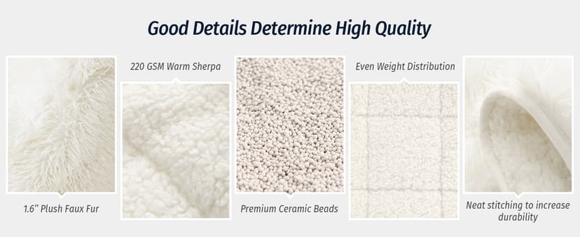 Wemore Shaggy Long Fur Faux Fur Weighted Blanket, Cozy and Fluffy Plush Sherpa Long Hair Blanket for Adult 15lbs, Fluffy Fuzzy Sherpa Reverse Heavy Blankets for Bed, Couch, Cream White, 60 x 80 Inches