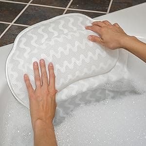 Bath Pillow for Tub, Luxury Bathtub Pillow Head and Neck Support, Relaxing Spa Cushion Head Rest for Tub, Bathtub Accessories for Women and Men with Quick Drying 3D Air Mesh Portable Washable